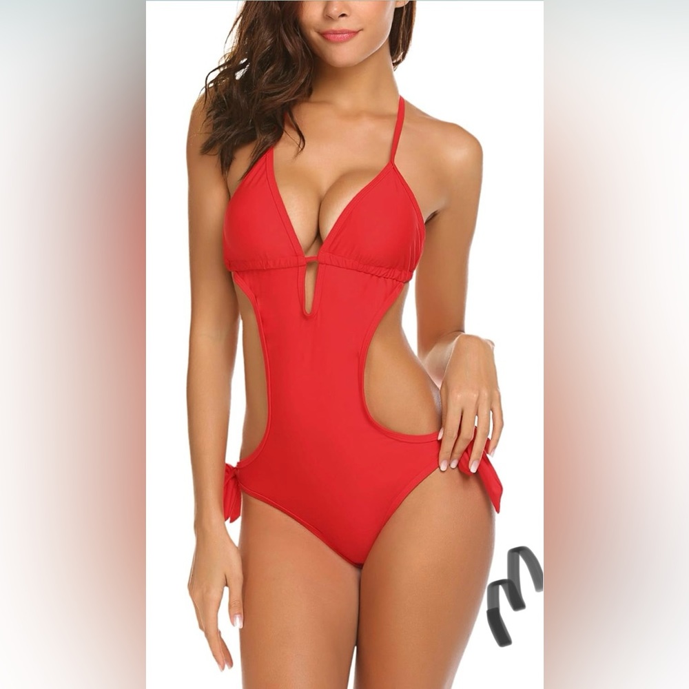NWT Red Cut-Out Monokini